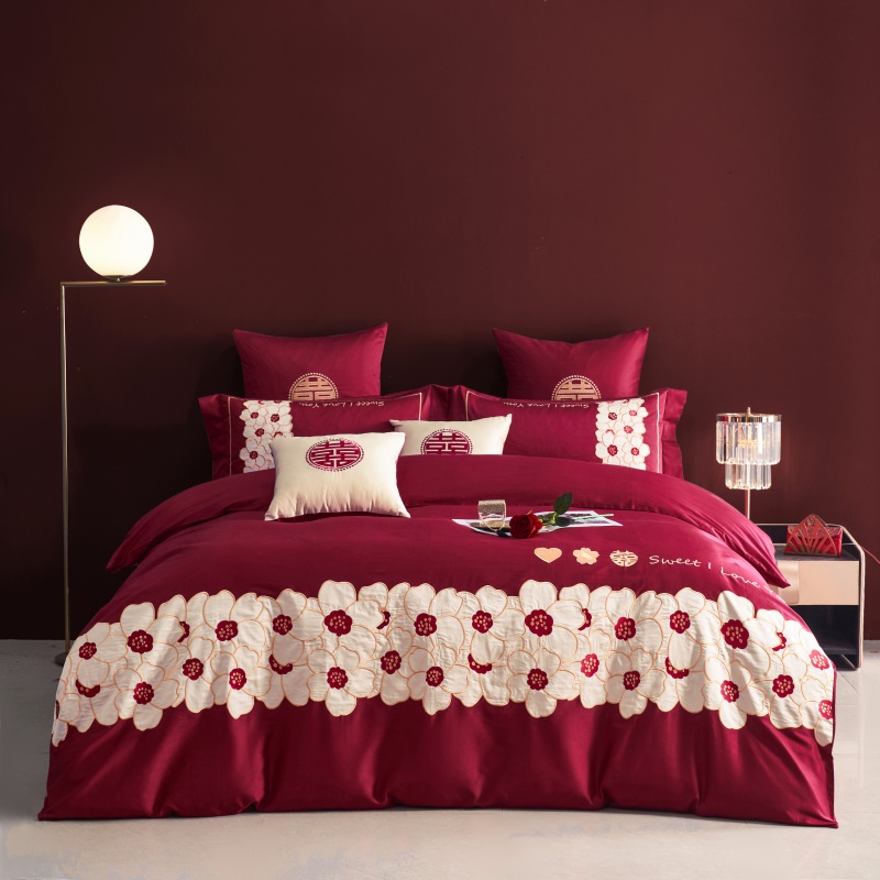 皇力士婚庆四件套体验：公主风刺绣，新婚夜的少女心暴击！