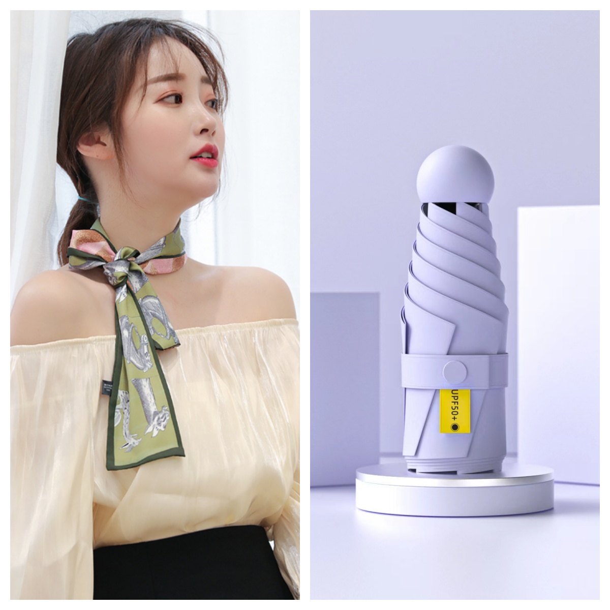 KISS ME DOLL 丝巾围巾：风雨中的浪漫投递，小窄巾雨伞暖心送达