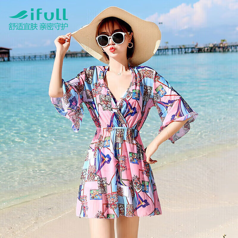 ✨温泉度假必入！韩国设计三件套泳衣，遮肚显瘦超心机～