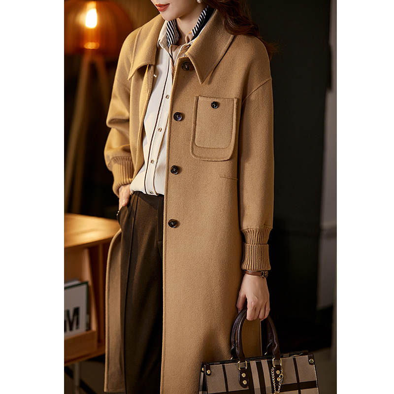 欧昵雪OUNIXUE翻领落肩绵羊毛双面呢大衣：一件值得投资的质感单品